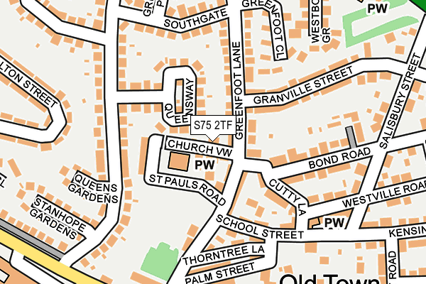 S75 2TF map - OS OpenMap – Local (Ordnance Survey)