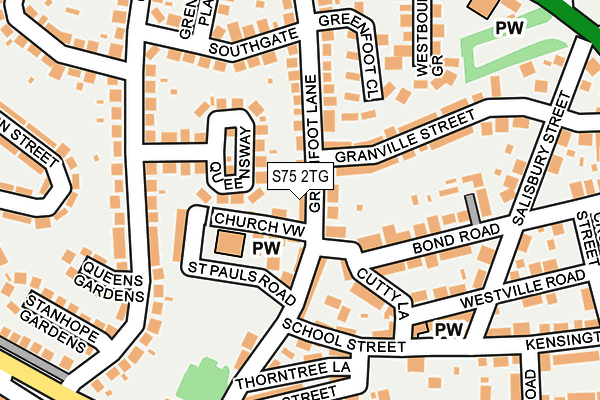 S75 2TG map - OS OpenMap – Local (Ordnance Survey)