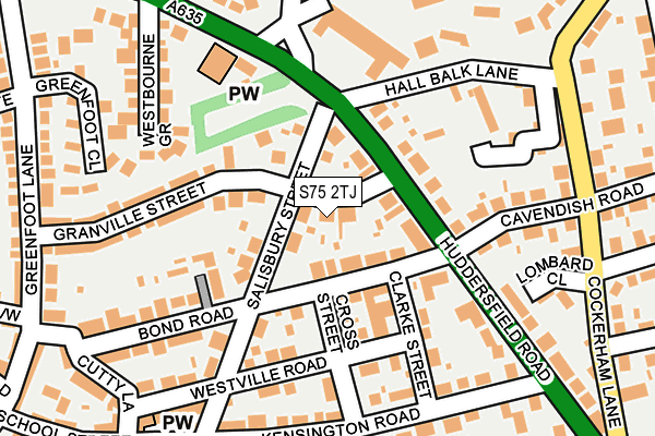 S75 2TJ map - OS OpenMap – Local (Ordnance Survey)