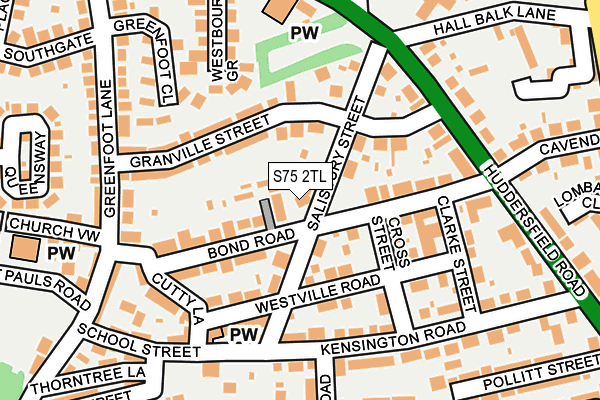 S75 2TL map - OS OpenMap – Local (Ordnance Survey)