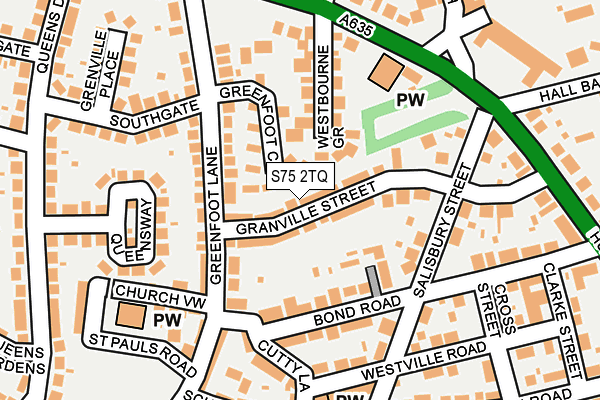 S75 2TQ map - OS OpenMap – Local (Ordnance Survey)