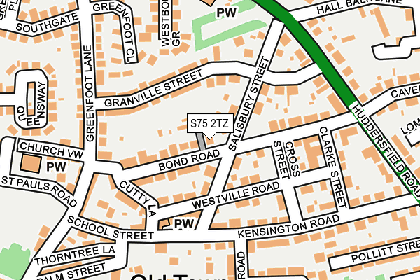 S75 2TZ map - OS OpenMap – Local (Ordnance Survey)