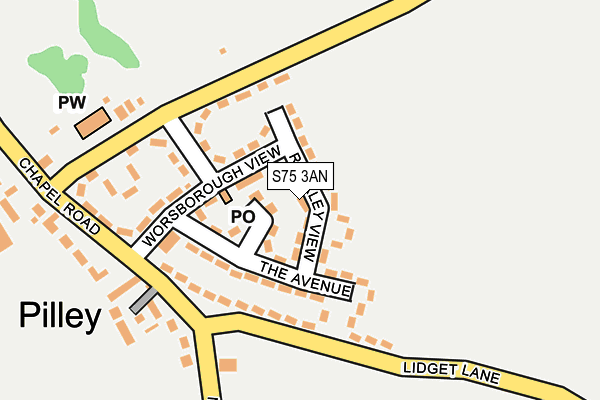 S75 3AN map - OS OpenMap – Local (Ordnance Survey)