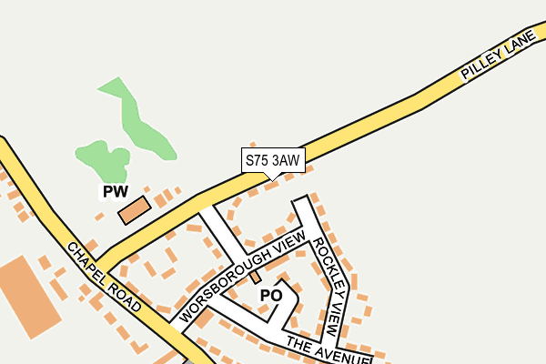 S75 3AW map - OS OpenMap – Local (Ordnance Survey)