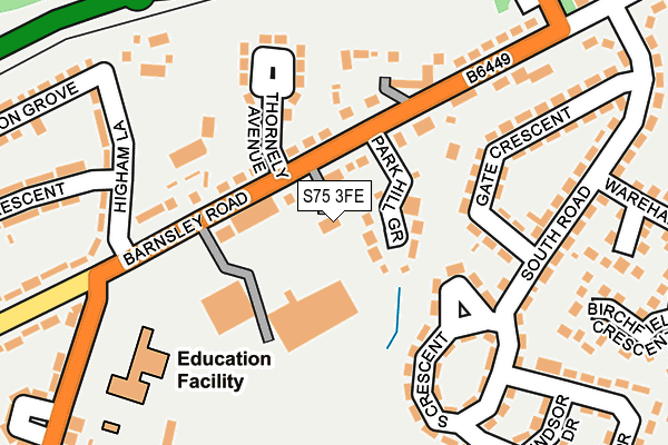S75 3FE map - OS OpenMap – Local (Ordnance Survey)