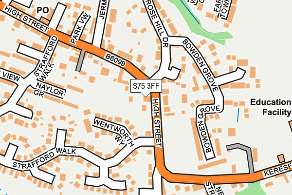 S75 3FF map - OS OpenMap – Local (Ordnance Survey)