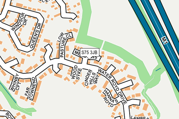 S75 3JB map - OS OpenMap – Local (Ordnance Survey)