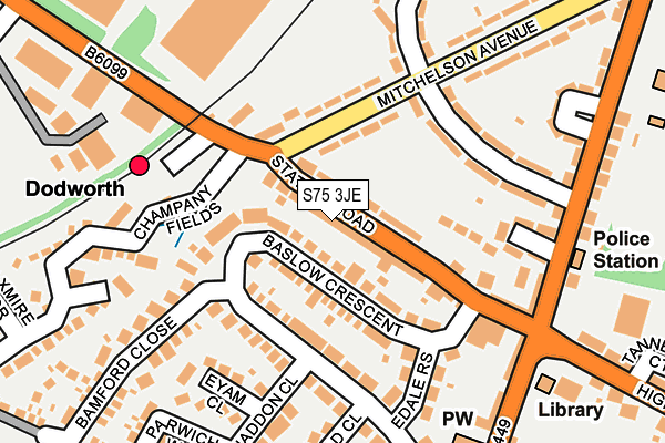 S75 3JE map - OS OpenMap – Local (Ordnance Survey)