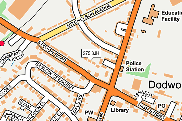 S75 3JH map - OS OpenMap – Local (Ordnance Survey)