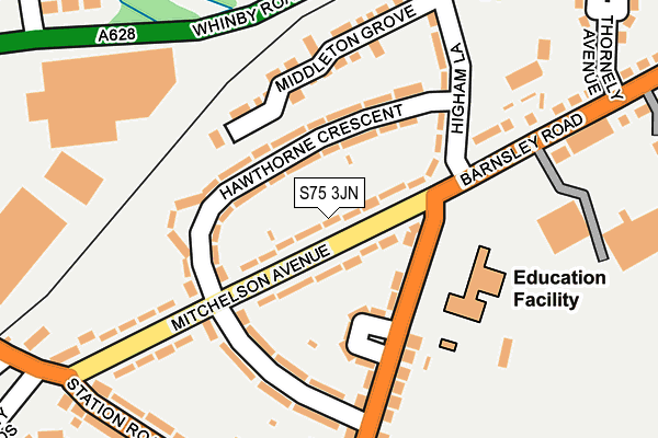 S75 3JN map - OS OpenMap – Local (Ordnance Survey)