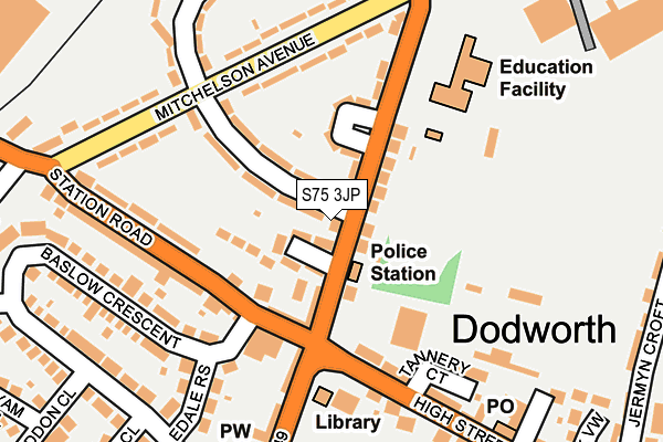S75 3JP map - OS OpenMap – Local (Ordnance Survey)