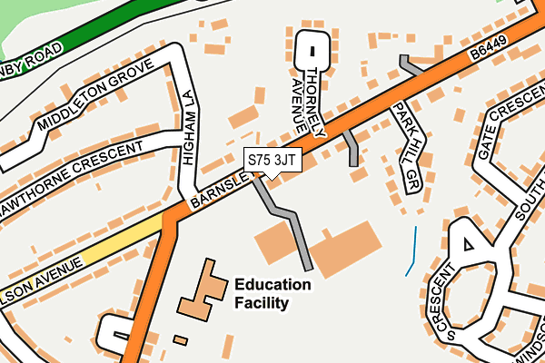 S75 3JT map - OS OpenMap – Local (Ordnance Survey)