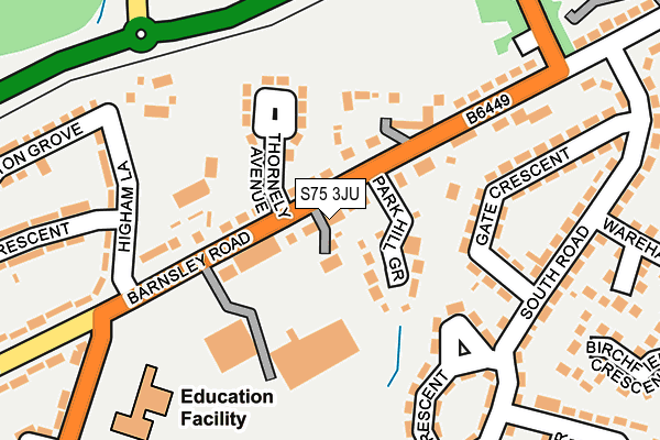 S75 3JU map - OS OpenMap – Local (Ordnance Survey)