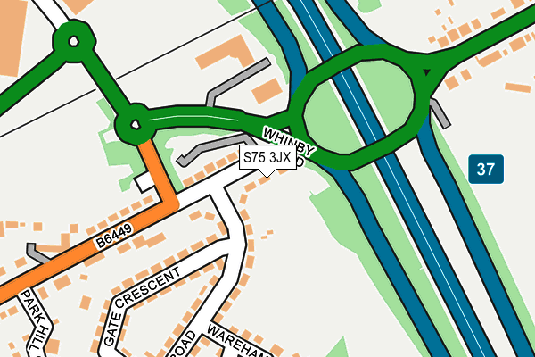 S75 3JX map - OS OpenMap – Local (Ordnance Survey)