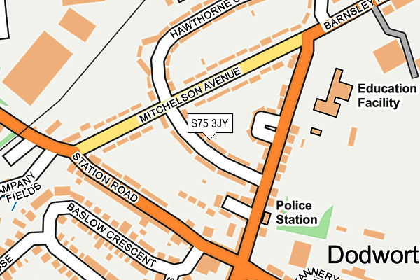 S75 3JY map - OS OpenMap – Local (Ordnance Survey)