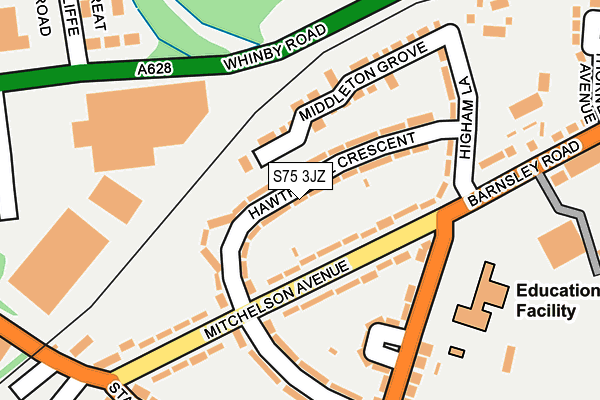 S75 3JZ map - OS OpenMap – Local (Ordnance Survey)