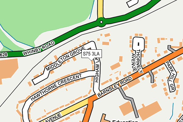 S75 3LA map - OS OpenMap – Local (Ordnance Survey)