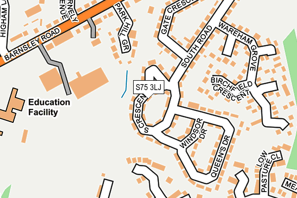 S75 3LJ map - OS OpenMap – Local (Ordnance Survey)