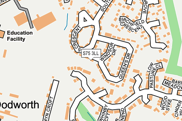S75 3LL map - OS OpenMap – Local (Ordnance Survey)