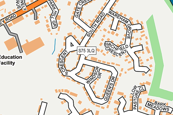 S75 3LQ map - OS OpenMap – Local (Ordnance Survey)