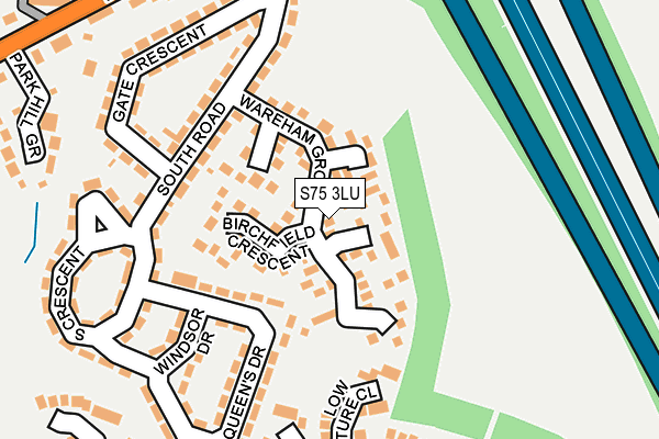 S75 3LU map - OS OpenMap – Local (Ordnance Survey)