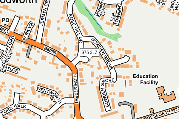 S75 3LZ map - OS OpenMap – Local (Ordnance Survey)