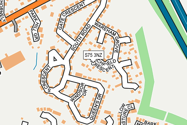 S75 3NZ map - OS OpenMap – Local (Ordnance Survey)