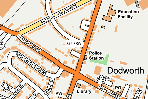 S75 3RW map - OS OpenMap – Local (Ordnance Survey)