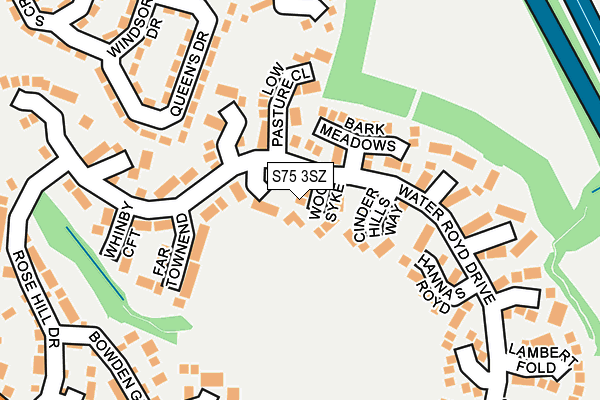 S75 3SZ map - OS OpenMap – Local (Ordnance Survey)