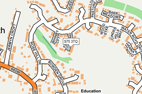 S75 3TQ map - OS OpenMap – Local (Ordnance Survey)