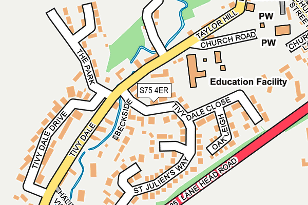 S75 4ER map - OS OpenMap – Local (Ordnance Survey)