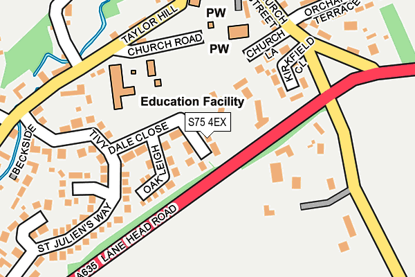 S75 4EX map - OS OpenMap – Local (Ordnance Survey)