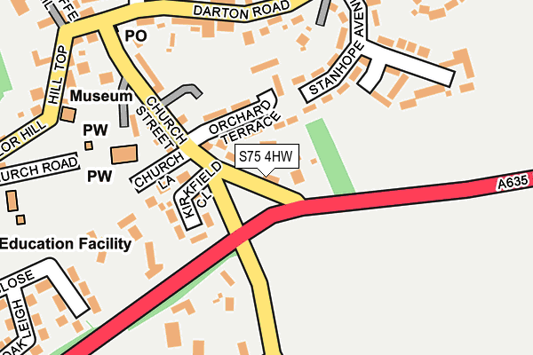 S75 4HW map - OS OpenMap – Local (Ordnance Survey)