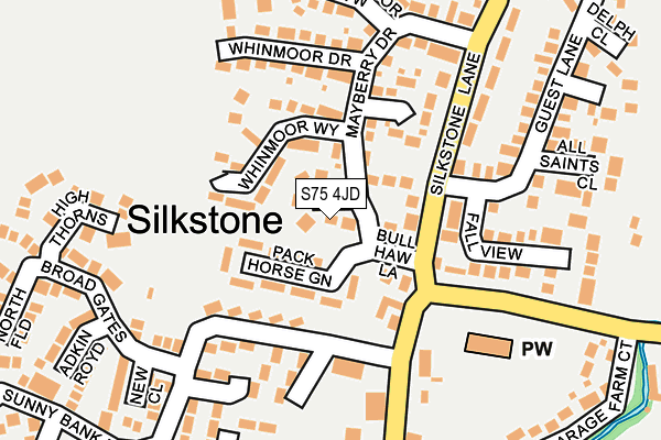 S75 4JD map - OS OpenMap – Local (Ordnance Survey)