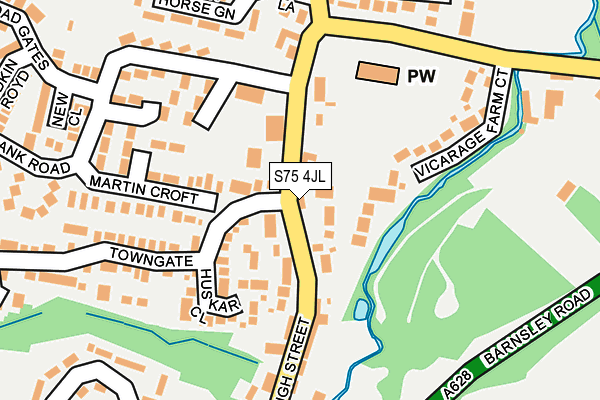 S75 4JL map - OS OpenMap – Local (Ordnance Survey)
