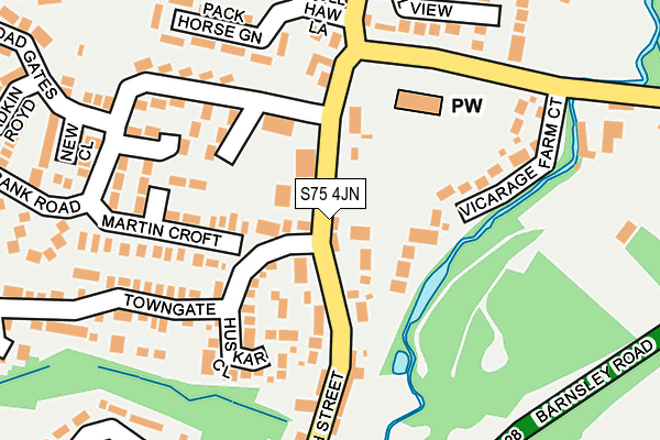 S75 4JN map - OS OpenMap – Local (Ordnance Survey)