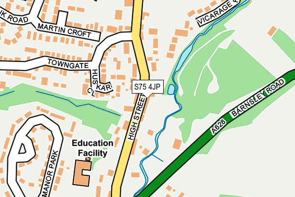 S75 4JP map - OS OpenMap – Local (Ordnance Survey)