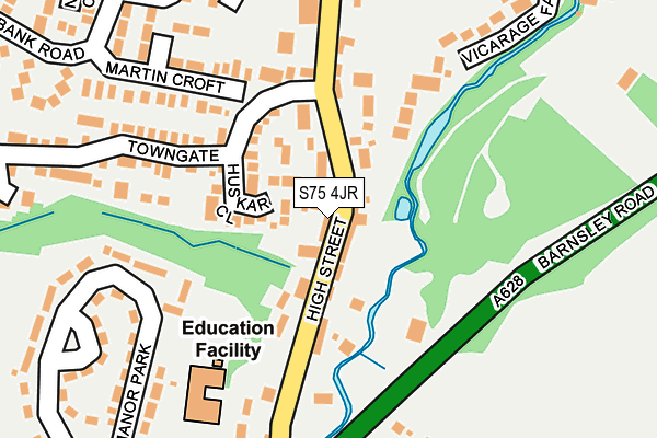 S75 4JR map - OS OpenMap – Local (Ordnance Survey)