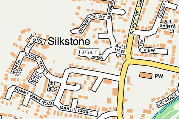 S75 4JT map - OS OpenMap – Local (Ordnance Survey)