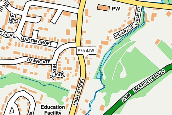 S75 4JW map - OS OpenMap – Local (Ordnance Survey)