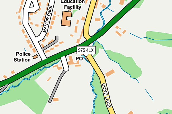 S75 4LX map - OS OpenMap – Local (Ordnance Survey)