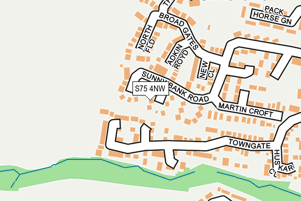 S75 4NW map - OS OpenMap – Local (Ordnance Survey)