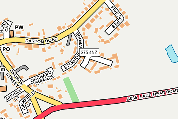 S75 4NZ map - OS OpenMap – Local (Ordnance Survey)