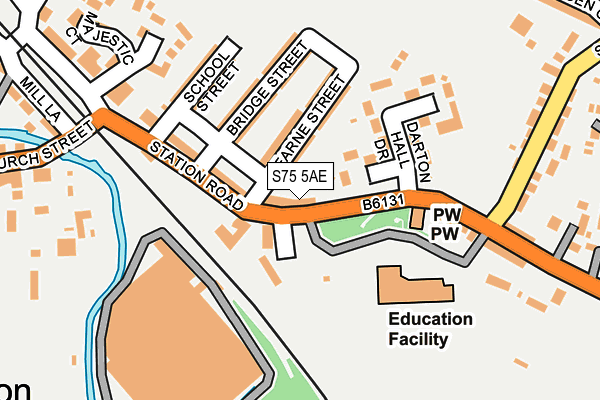 S75 5AE map - OS OpenMap – Local (Ordnance Survey)