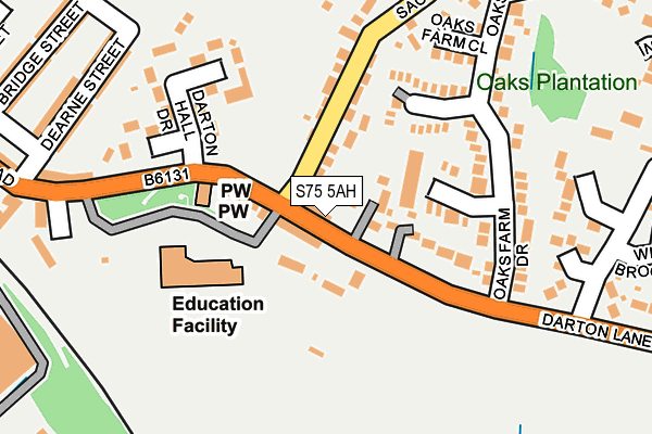 S75 5AH map - OS OpenMap – Local (Ordnance Survey)