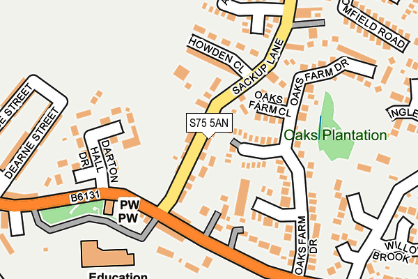 S75 5AN map - OS OpenMap – Local (Ordnance Survey)