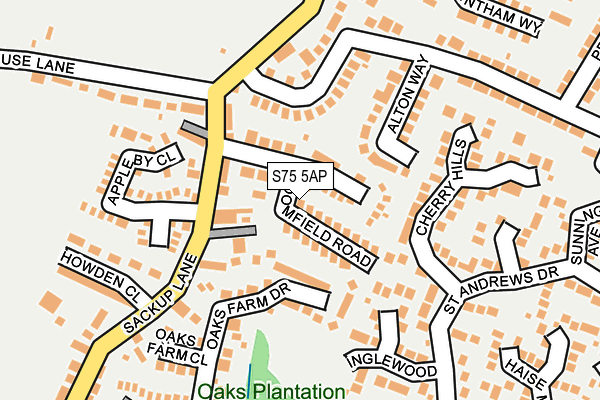S75 5AP map - OS OpenMap – Local (Ordnance Survey)