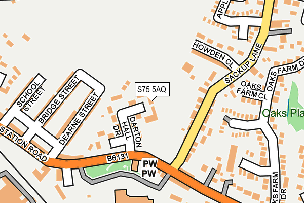 S75 5AQ map - OS OpenMap – Local (Ordnance Survey)