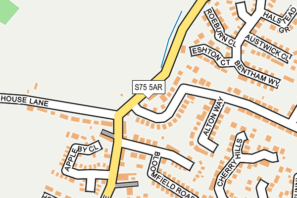 S75 5AR map - OS OpenMap – Local (Ordnance Survey)
