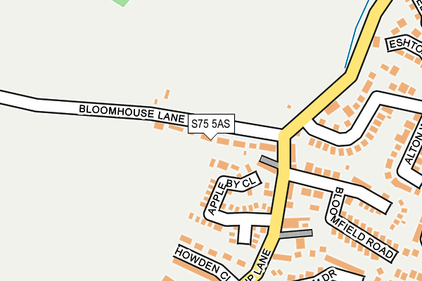 S75 5AS map - OS OpenMap – Local (Ordnance Survey)
